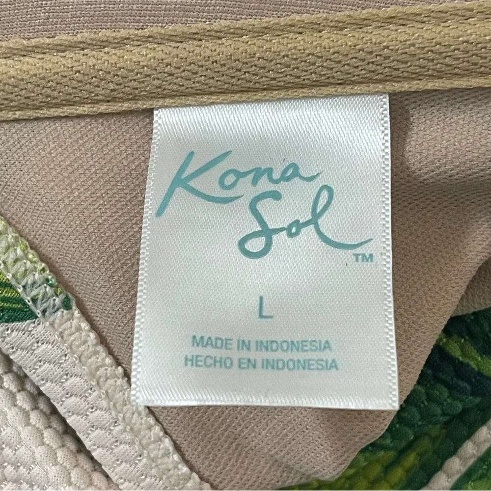 NWT Kona Sol Banana Pique Bandeau Full Coverage One Piece Swimsuit Sz L